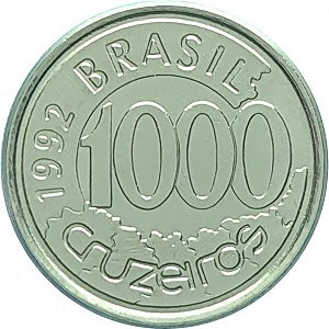 Promoção - Moeda de 1000 Cruzeiros 1992 - V-427 - Rara - Acará - Aço Inox - Sob/FC