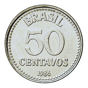 Moeda de 50 Centavos 1986 - V-392 - Aço Inox - Cruzado - Sob/FC