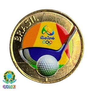 Colorida - Moeda 1 Real 2014 - Golfe - V-609 - Colorizada - Flor de Cunho