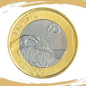 Moeda 1 Real 2015 Basquete - V-611 - Flor de Cunho