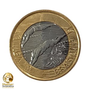 Moeda 1 Real 2014 Natação - V-608 - Olimpiadas Rio 2016 - Flor de Cunho