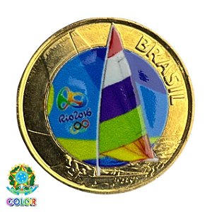 Colorida - Moeda 1 Real 2015 - Vela - V-612 - Colorizada - Flor de Cunho