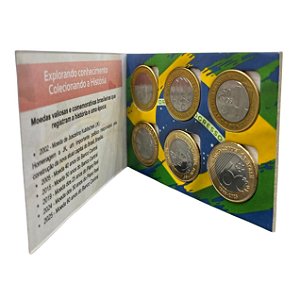 Cartela de Moedas Comemorativas - 25 - 30 Anos do Real - JK - 40 - 50 e 60 anos do Banco Central