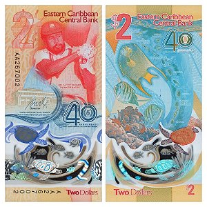 Estados do Caribe Oriental - Cédula de 2 Dollars 2023 - P-61a - Polimero - FE