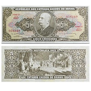 Brasil - Cédula de 5 Cruzeiros 1964 C-074b - 2ª Estampa - Série 4663 - Sob/Fe