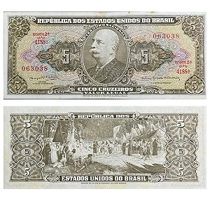 Brasil - Cédula de 5 Cruzeiros 1964 C-074a - 2ª Estampa - Série 4188 - Rara - FE