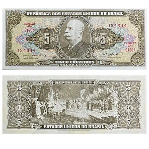 Brasil - Cédula de 5 Cruzeiros 1962 C-071 - 2ª Estampa - Série 3180 - Sob/Fe