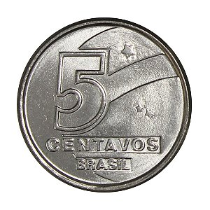 Promoção - Moeda de 5 Centavos 1989 - V-406 - Pescador - Aço Inox - Flor de Cunho