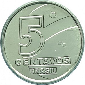 Promoção - Moeda de 5 Centavos 1989 - V-406 - Pescador - Aço Inox - Flor de Cunho
