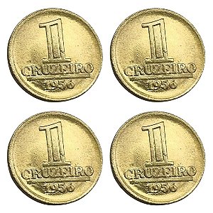 Promoção - 4 Moedas de 1 Cruzeiro 1956 - V-255 - Módulo Menor - Br.Al - Soberba