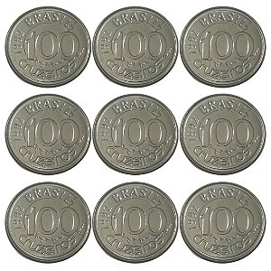 Promoção - 9 Moedas de 100 Cruzeiros 1992 - V-423 - Peixe Boi - Aço Inox - Flor de Cunho