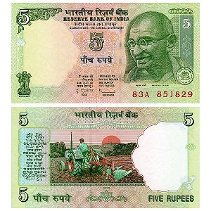 India - Cédula de 5 Rupees 2010 - P-94Ac - Mahatma Gandhi - FE