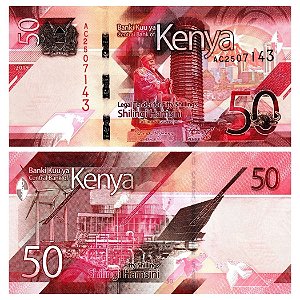 Quênia - Cédula de 50 Shillings 2019 - P-52a - FE