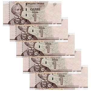 Promoção - Transnitria - 5 Cédulas de 1 Ruble 2007 - P-42a - Sequência - FE