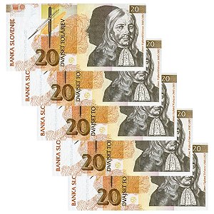 Eslovenia - 5 Cédulas de 20 Tolarjev 1992 - P-12a - Sequência - FE