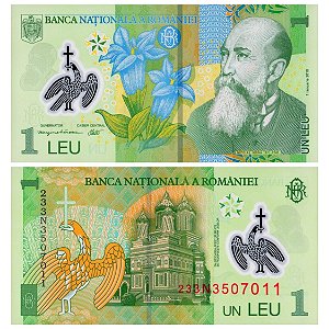 Romenia - Cédula de 1 Leu 2023 - P-117o - Polimero - FE