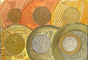 Cartela com a Série completa do Real 2002 - Ano Raro - Circuladas