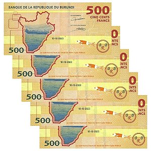 Burundi - 5 Cédulas de 500 Francs 2023 - P-50c - Sequência - FE