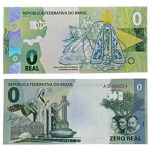 Brasil - Cédula de Zero Real 2022 - Basilica de N. Sra Aparecida - Série AD - FE