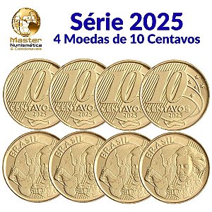 Lançamento - Kit com 4 Moedas de 10 Centavos 2025 - Flor de Cunho