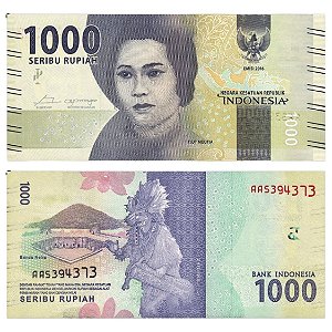 Indonesia - Cédula de 1000 Rupiah 2016 - P-154a - Tjut Meutia - Flor de Estampa