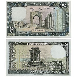 Libano - Cédula de 250 Livres 1986 - P-67e - Módulo Grande - Soberba