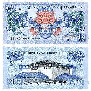 Butão - Cédula de 1 Ngultrum 2013 - P-27b - Flor de Estampa