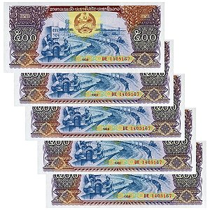 Laos - 5 Cédula des 500 Kip 1988 - P-31a - Sequência - Flor de Estampa