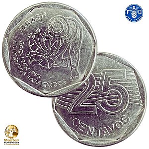 Promoção - Moeda de 25 Centavos 1995 - FAO - V-456 - Circulada - Aço Inoxidavel - 23.5mm - 4.80g