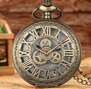 Relógio de Bolso Vintage Steampunk - Serve como Colar e Pingente