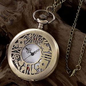 Relógio de Bolso Vintage Alice - Serve como Colar e Pingente