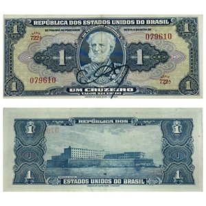 Brasil - Cédula de 1 Cruzeiro 1944 Autografada C-009 - Série 722 - MBC+