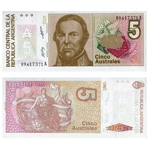 Argentina - Cédula de 5 Australes 1987 - P-324b - FE