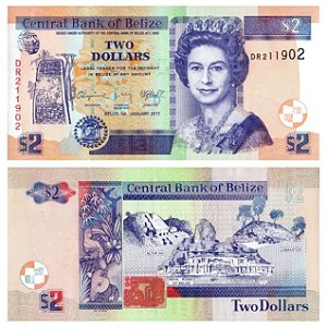 Belize - Cédula de 2 Dollars 2017 - P-66f - Rainha - FE