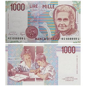 Itália - Cédula de 1000 Lira 1993 - P-114a.3 - Maria Montessori - FE