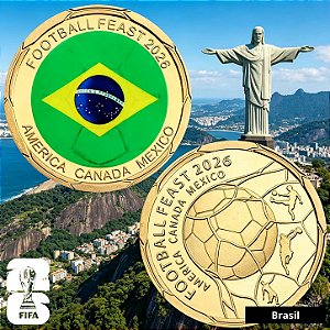 Lançamento - Medalha Colorida Copa do Mundo 2026 - Brasil - 40.0 mm - FC