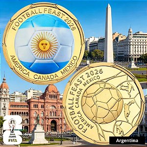 Lançamento - Medalha Colorida Copa do Mundo 2026 - Argentina - 40.0 mm - FC