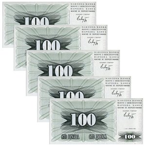 Bósnia Herzegovina - 5 Cédulas de 100 Dinara 1992 - P-13a - FE