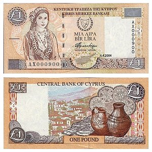 Chipre - Cédula de 1 Pound 2004 - P-60d - FE