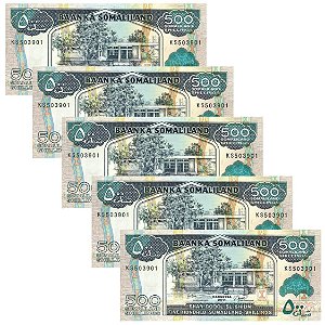 Somalilândia - 5 Cédulas de 500 Shilings 2011 - P-6h - FE
