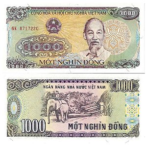 Vietnã - Cédula de 1000 Dong 1988 - P-106a - Flor de Estampa