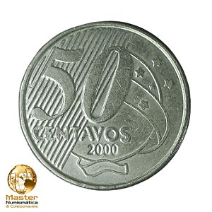 Moeda de 50 Centavos 2000 - Cuproniquel - RARA - V-546 - Flor de Cunho