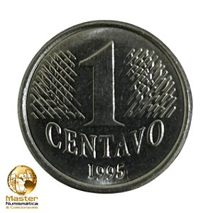 Moeda de 1 Centavo 1995 - V-439 - Aço Inox - 1ª Familia do Real - FC