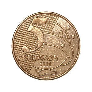 Moeda de 5 Centavos 2001 - RARA - V-467 - Circulada