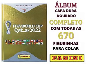 Copa 2022 - Álbum Dourado com as 670 Figurinhas para Colar - World Cup Qatar 2022