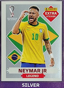 Extra Legend - Neymar Junior Prata - Brasil - Original Panini - Copa do Mundo do Qatar 2022