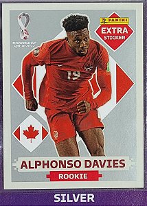 Extra Rookie - Alphonso Davies Prata - Canadá - Original Panini - Copa do Mundo do Qatar 2022