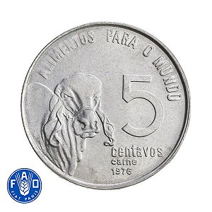 Moeda de 5 Centavos FAO 1976 - V-334 - FLOR DE CUNHO