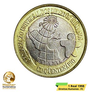 Moeda do Brasil - 1 Real 1998 - V-570 - Direitos Humanos - Flor de Cunho
