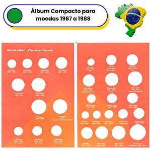 Álbum Vazio para as Moedas do Cruzeiro Novo ao Cruzado 1967 a 1988 - Por tipo